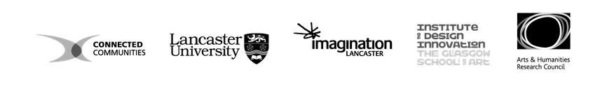 leapfrog partner logos - connected communities, lancaster university, imagination lancaster, glasgow school of art, AHRC